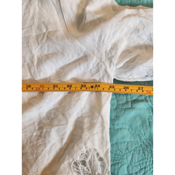 CYNTHIA ROWLEY Sz 2X White Linen Blend Battenberg Crochet Tunic Top Boho Coastal - Picture 8 of 9